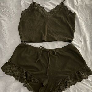 Bozzolo black Lace Trim Pajama Set